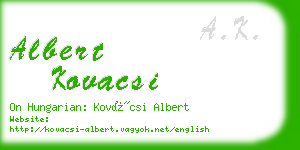 albert kovacsi business card